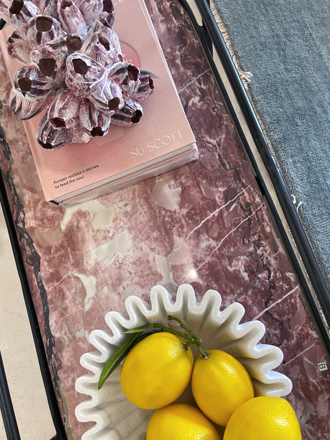 Rectangular Nesting Side Tables - Rosso Marble Set