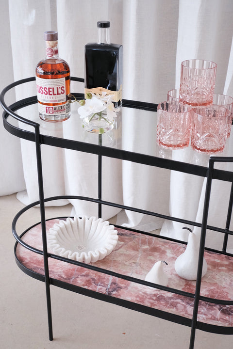 The Boulevard Bar Cart in Rosso Marble