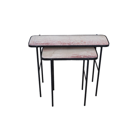 Rectangular Nesting Side Tables - Rosso Marble Set