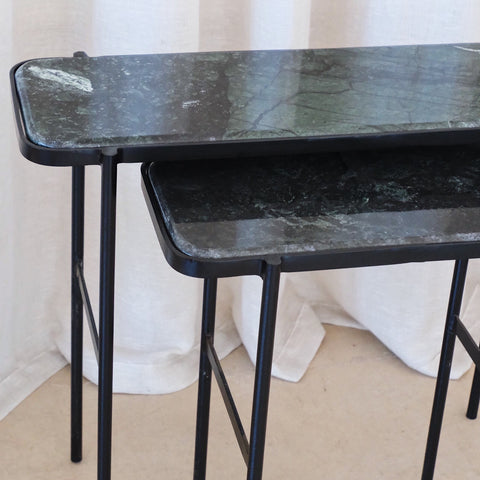 Rectangular Nesting Side Tables - Green Marble Set