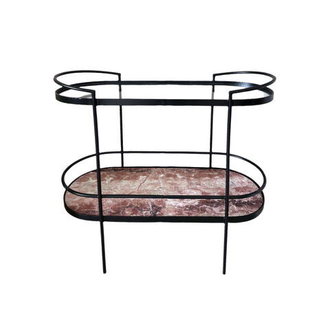 The Boulevard Bar Cart in Rosso Marble