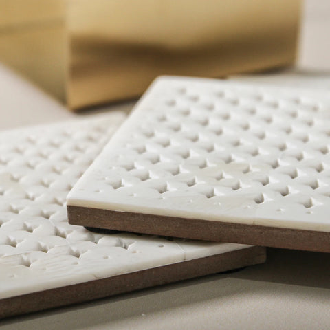 Brass and Resin Coaster Set - White