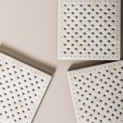 Brass and Resin Coaster Set - White