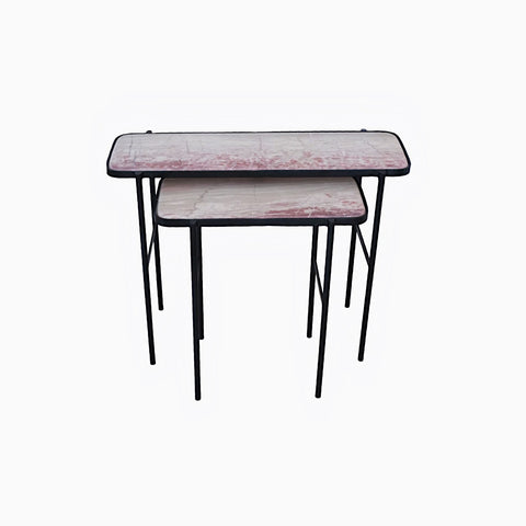 Rectangular Nesting Side Tables - Rosso Marble Set