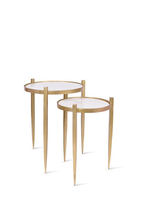 Brass and Marble Nesting Side Tables - PAIR
