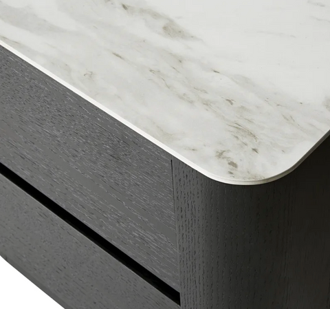 Hadley Marble Ceramic Top Bedside - Black