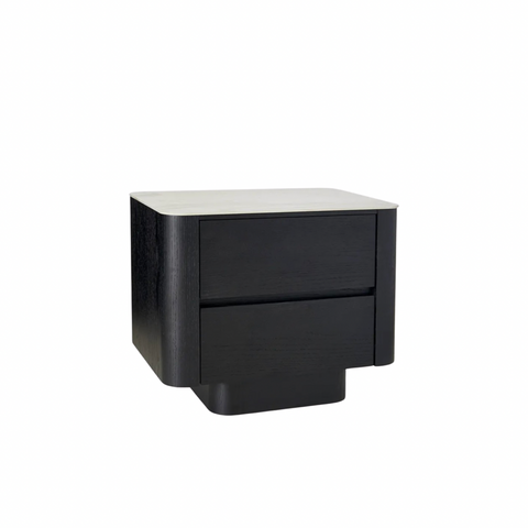 Hadley Marble Ceramic Top Bedside - Black