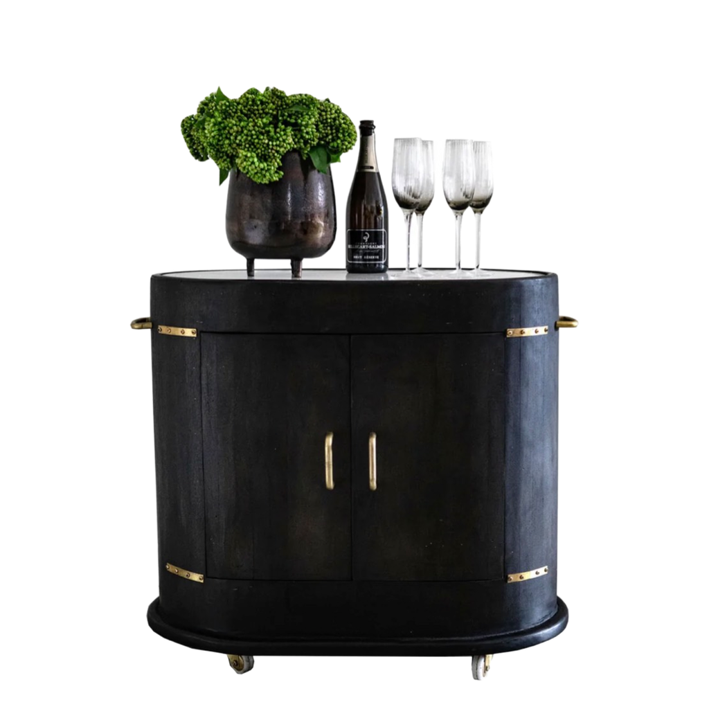 Winston Oval Bar Trolley with Marble Top