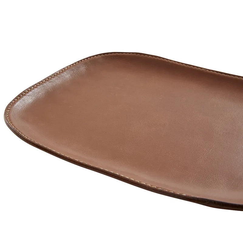 Leather Coin Tray with Stitching Detail